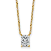 14k 1 carat Lab Grown Diamond VS+ F+ Radiant Complete 18 inch Four Prong Pendant Necklace